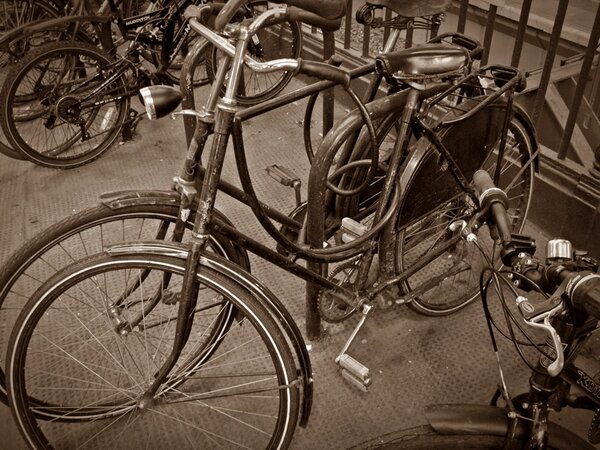 Bikes in Manchester 2 Sepia.JPG