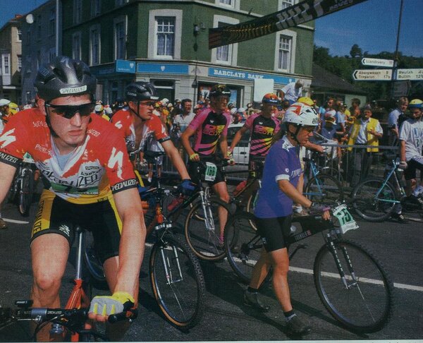 Deb Murrell, Representing Formula One, at the Start of the Man V Horse V bike race..jpg