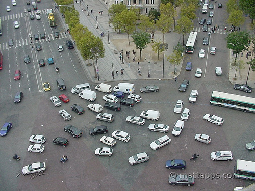 crazy Paris traffic around Arch de Triumph.jpg