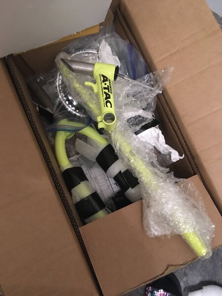 Box of yellow bits& Bullseye cranks.JPG