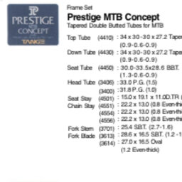 Tange Tubesets specsheet