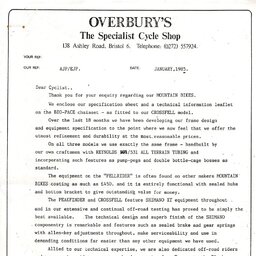 1985/6 Overbury's Pricelist & Documents