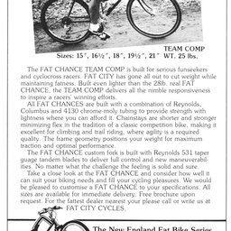 Fat Chance FTF Advert